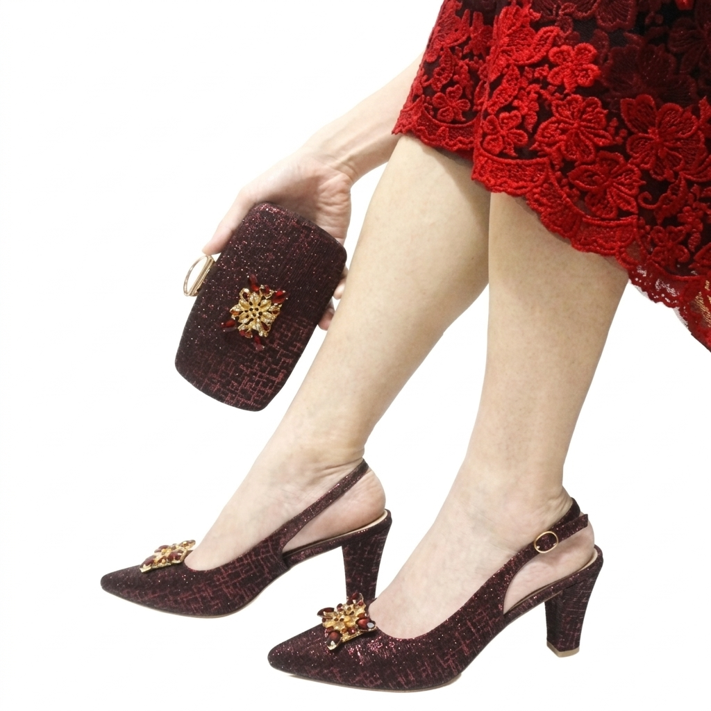 Fuchsia Crystal Italian Shoe and Bag Set