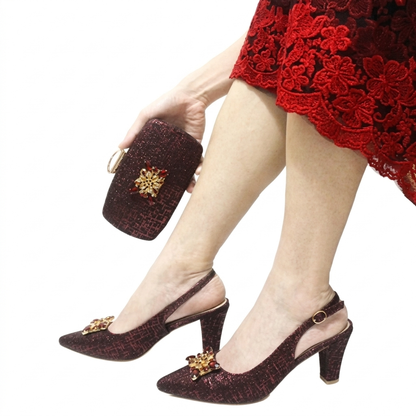 Fuchsia Crystal Italian Shoe and Bag Set