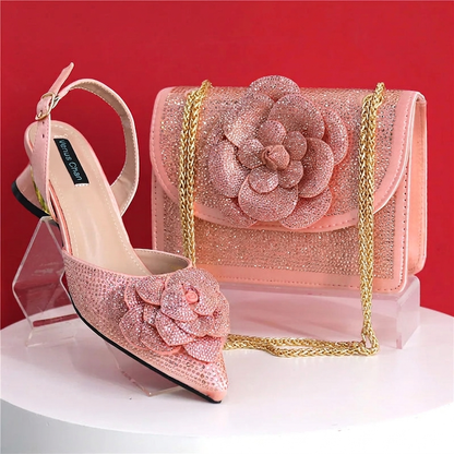 Peach Elegant Lady Shoes and Bag Set PEACH