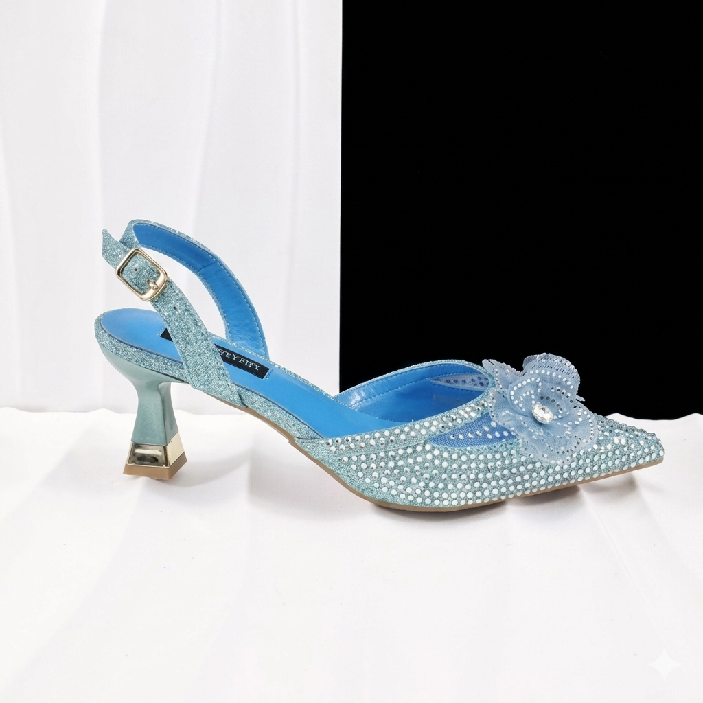 Maison Novaire African-Inspired Evening Shoe and Clutch Set A PAIR SHOES S.BLUE