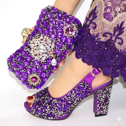 Italian Party Pumps and Matching Bag Set PURPLE
