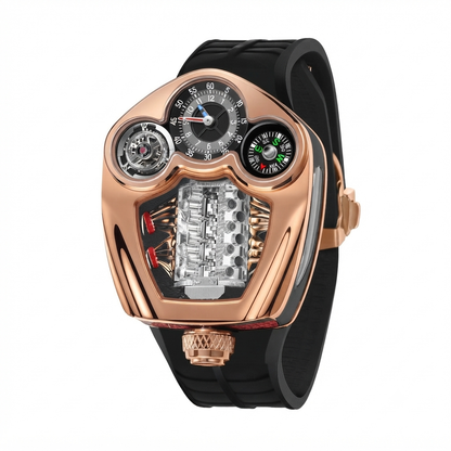 PINDU Engine Series Quartz Watch for Men | Luxury Stainless Steel Compass Watch  - golden - Maison Novaire