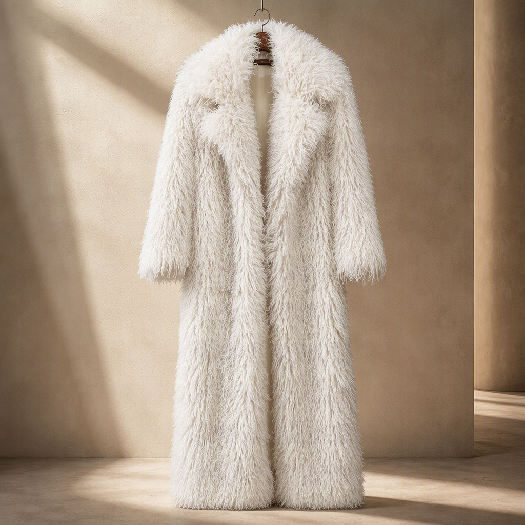 Premium White Faux Fur Maxi Coat  - Milky White / S - Maison Novaire