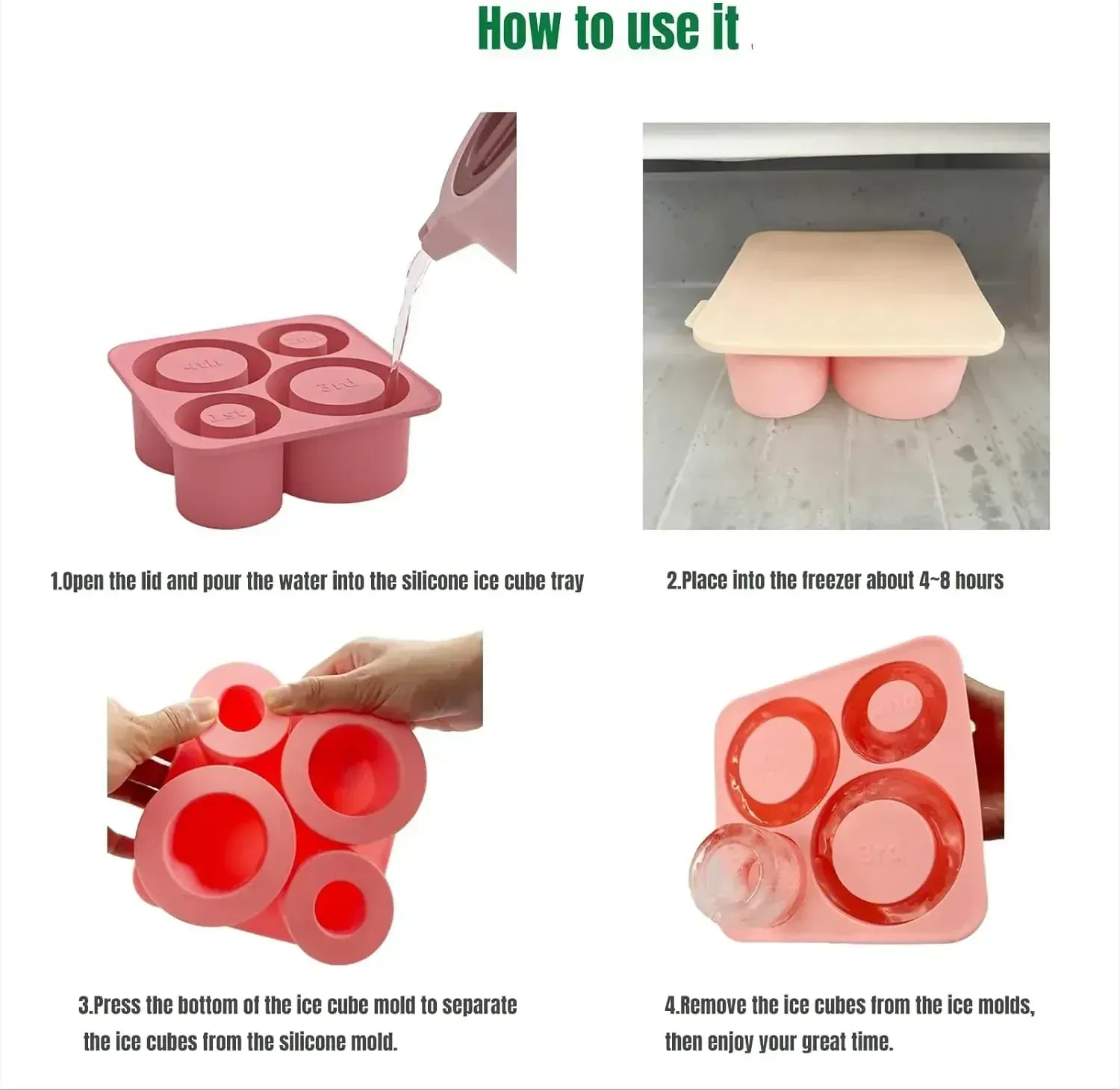 Ice Cube Tray Mold for Tumbler Stanley Cup Silicone Cylinder Ice Cube Maker Mold with Lid For 20oz 30oz 40oz - Maison Novaire