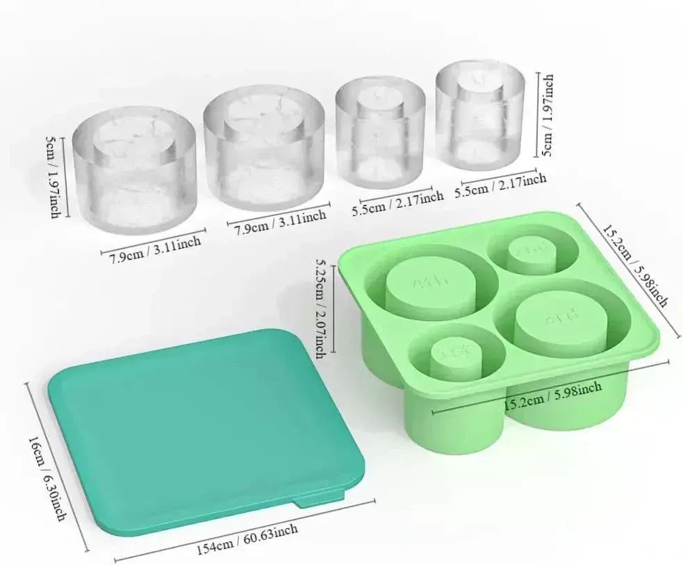 Ice Cube Tray Mold for Tumbler Stanley Cup Silicone Cylinder Ice Cube Maker Mold with Lid For 20oz 30oz 40oz - Maison Novaire