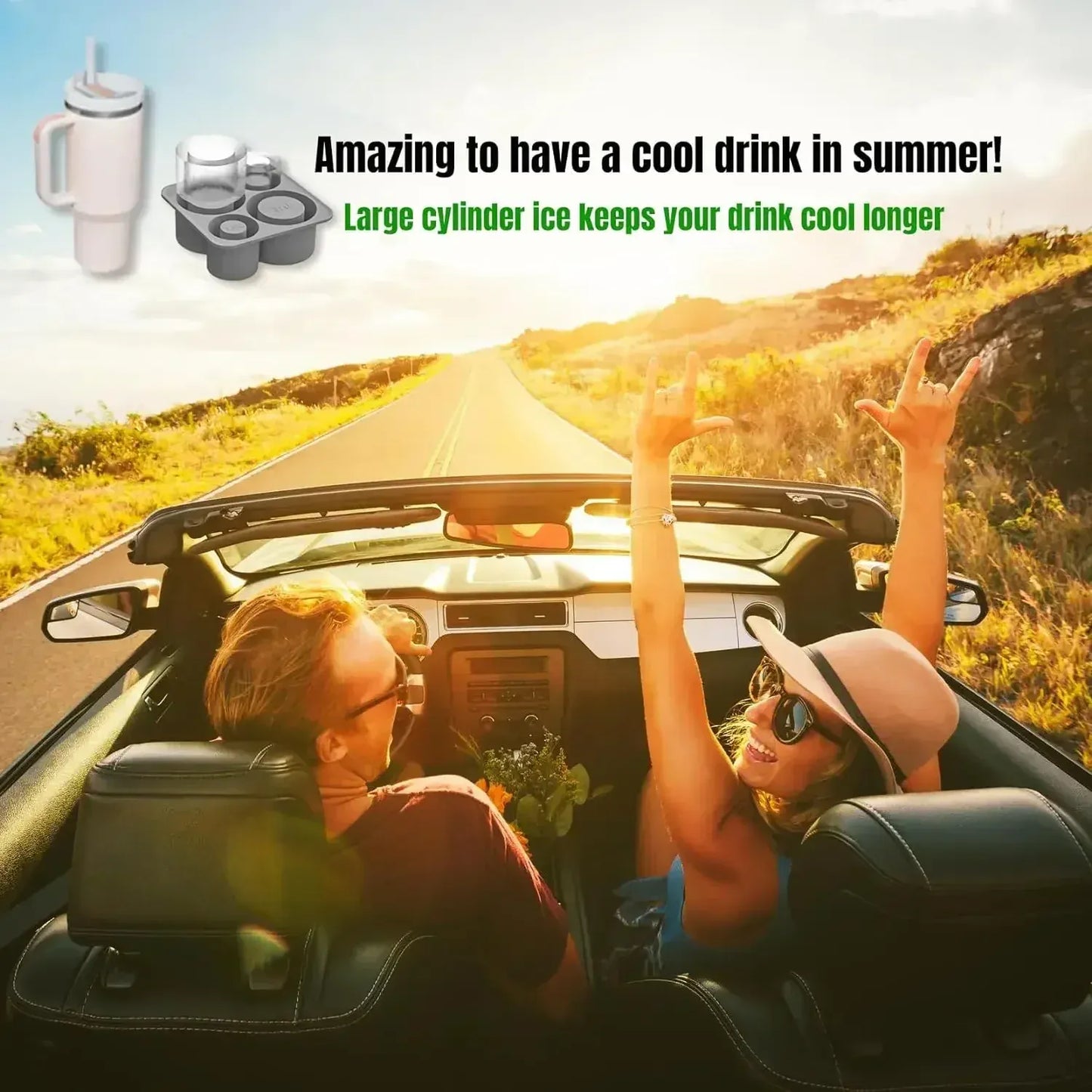 Ice Cube Tray Mold for Tumbler Stanley Cup Silicone Cylinder Ice Cube Maker Mold with Lid For 20oz 30oz 40oz - Maison Novaire