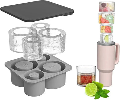 Ice Cube Tray Mold for Tumbler Stanley Cup Silicone Cylinder Ice Cube Maker Mold with Lid For 20oz 30oz 40oz - Maison Novaire