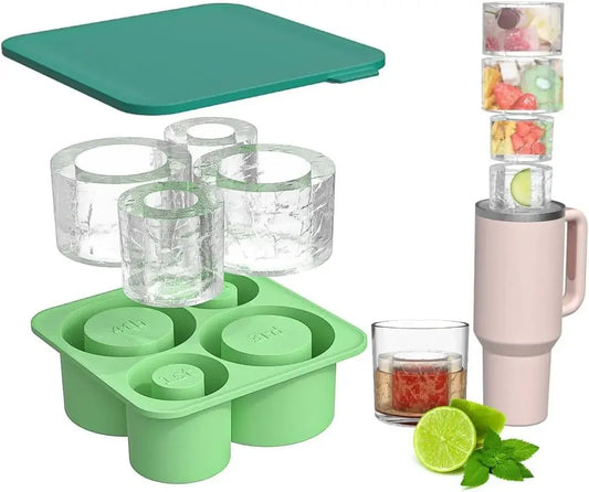Ice Cube Tray Mold for Tumbler Stanley Cup Silicone Cylinder Ice Cube Maker Mold with Lid For 20oz 30oz 40oz - Maison Novaire