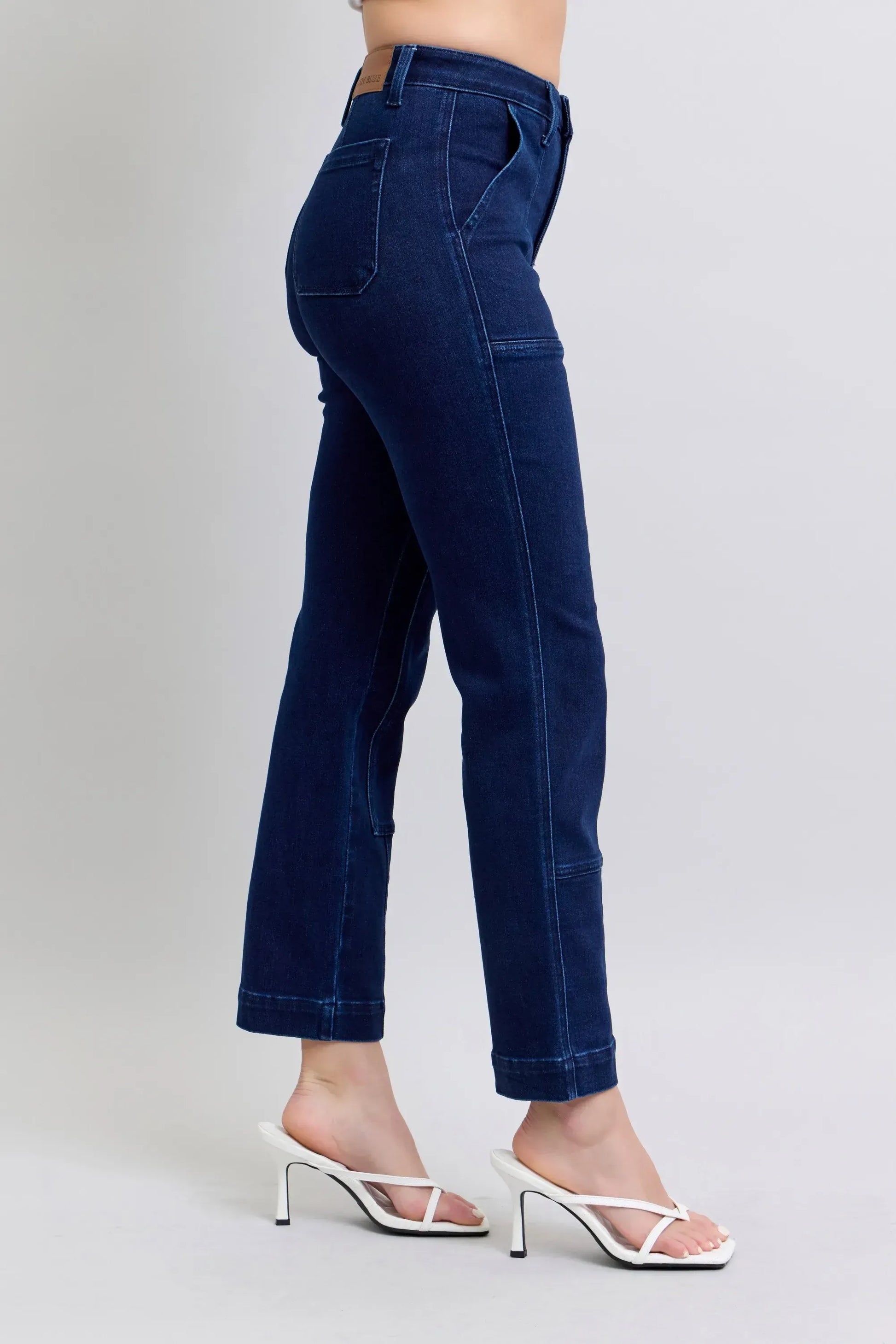 Indigo Star Stud High-Waist Straight-Leg Jeans - BLAKESTORE-NG