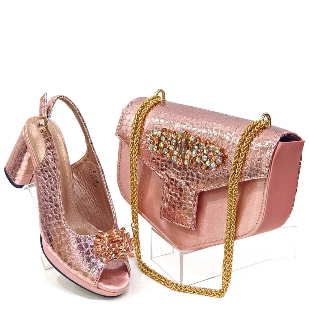 Italian Open Toe Heels Shoes And Bag - BLAKESTORE-NG