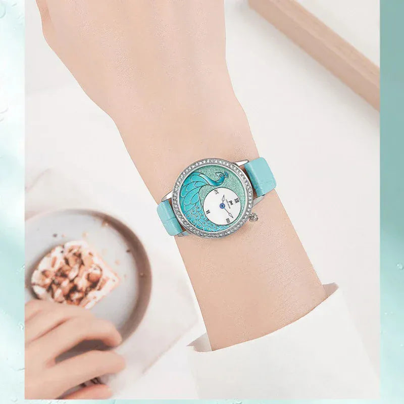 JONNY MOORE 1597 Exquisite Peacock Dial Women’s Watch - Maison Novaire #