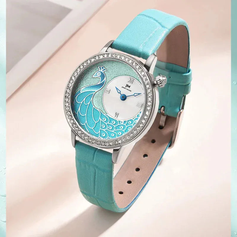 JONNY MOORE 1597 Exquisite Peacock Dial Women’s Watch - Maison Novaire #