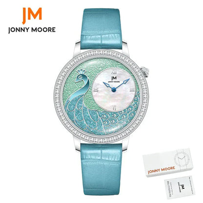 JONNY MOORE 1597 Exquisite Peacock Dial Women’s Watch - Maison Novaire #