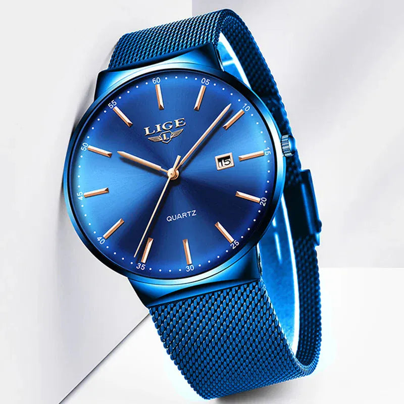 LIGE Luxury Women’s Watch | Ultra-Thin Steel Mesh Quartz Waterproof - BLAKESTORE-NG