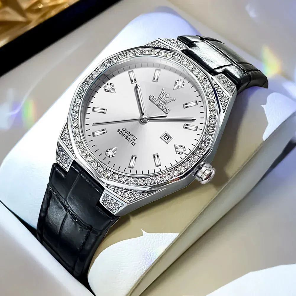 Leather Quartz Watch | Elegant Waterproof Date display - Maison Novaire