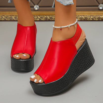 Leather Wedge Sandals - Maison Novaire