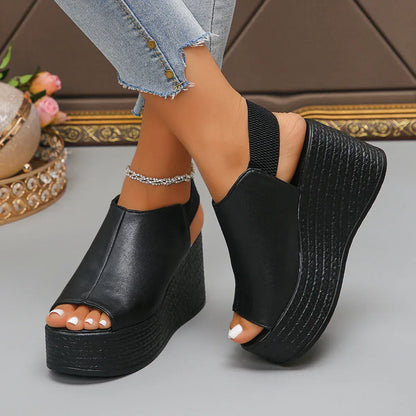 Leather Wedge Sandals - Maison Novaire