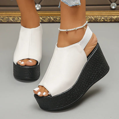 Leather Wedge Sandals - Maison Novaire
