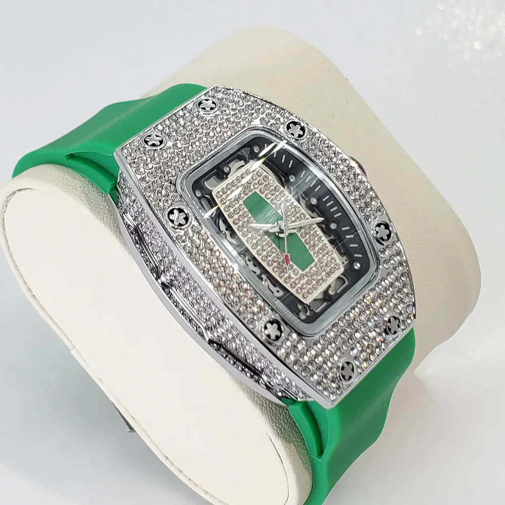 Luxury Diamond Women’s Watch | Tonneau Ice-Out Waterproof Sport Clock - Maison Novaire