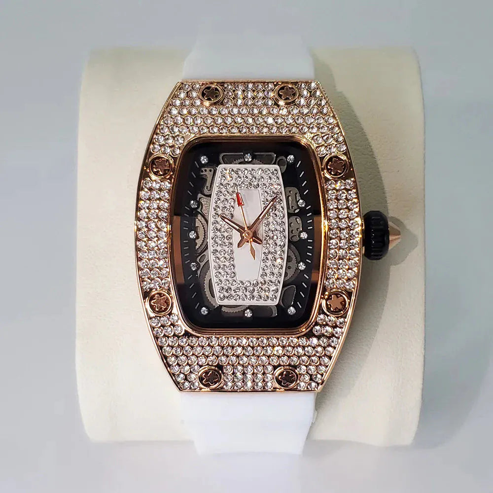 Luxury Diamond Women’s Watch | Tonneau Ice-Out Waterproof Sport Clock - Maison Novaire