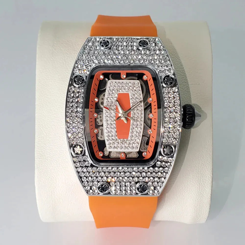 Luxury Diamond Women’s Watch | Tonneau Ice-Out Waterproof Sport Clock - Maison Novaire