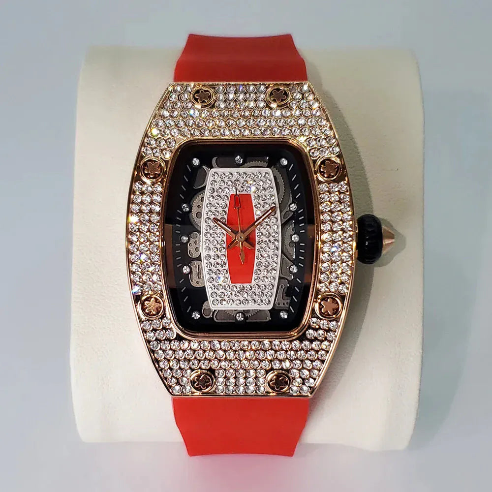 Luxury Diamond Women’s Watch | Tonneau Ice-Out Waterproof Sport Clock - Maison Novaire