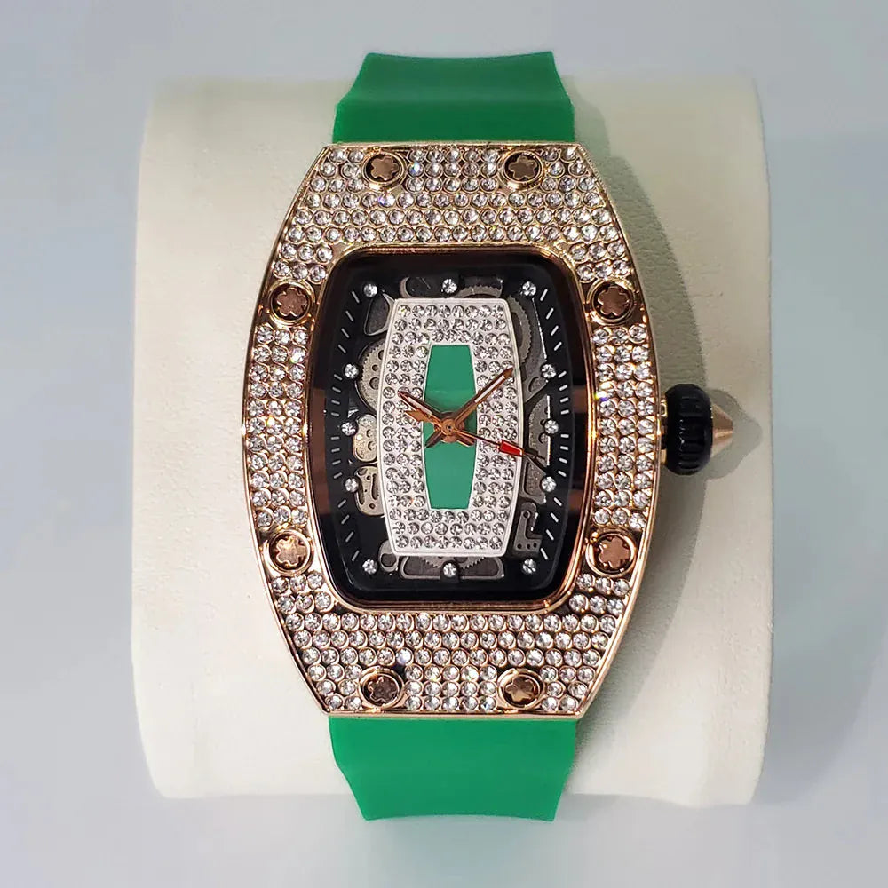 Luxury Diamond Women’s Watch | Tonneau Ice-Out Waterproof Sport Clock - Maison Novaire