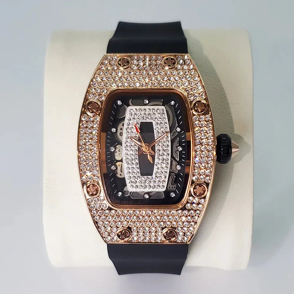 Luxury Diamond Women’s Watch | Tonneau Ice-Out Waterproof Sport Clock - Maison Novaire