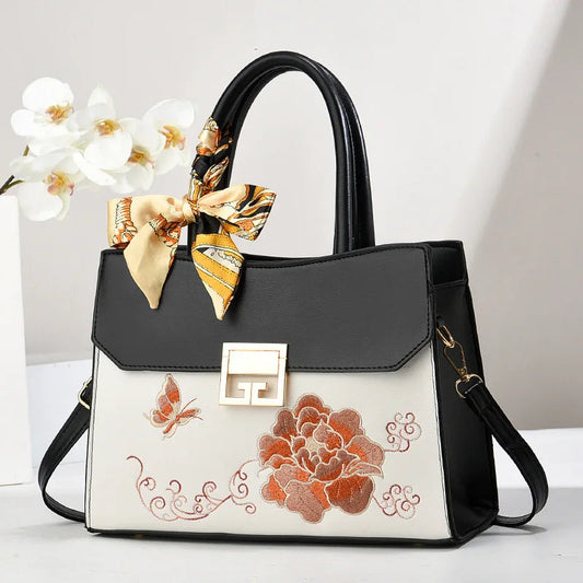 Luxury Embroidered Shopping Handbags.Female Shoulder Leather Bag. - Maison Novaire