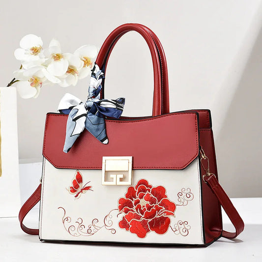 Luxury Embroidered Shopping Handbags.Female Shoulder Leather Bag. - Maison Novaire