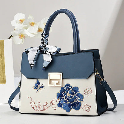 Luxury Embroidered Shopping Handbags.Female Shoulder Leather Bag. - Maison Novaire