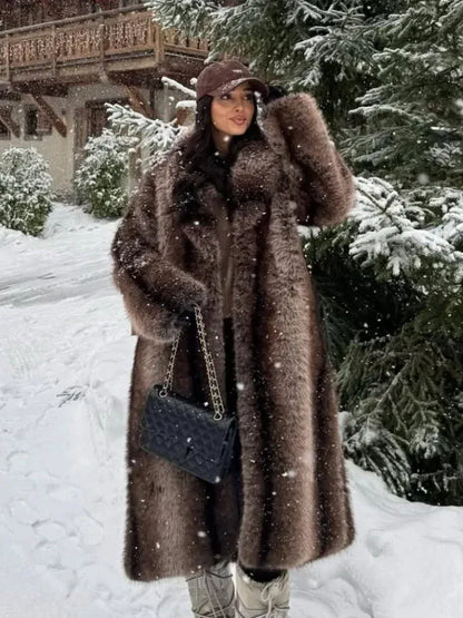 Luxury Faux Fur Lapel Coat for Women – Winter - BLAKESTORE-NG