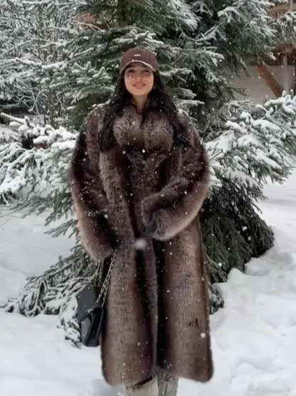 Luxury Faux Fur Lapel Coat for Women – Winter - BLAKESTORE-NG