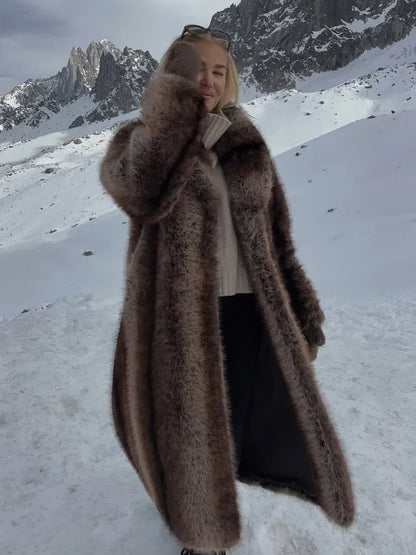 Luxury Faux Fur Lapel Coat for Women – Winter - BLAKESTORE-NG