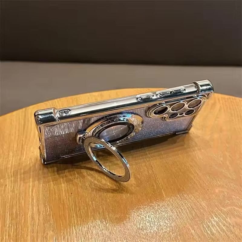 Luxury Glitter Magnetic Stand Case for Samsung Galaxy S25 Ultra Shockproof Clear Plating Cover with Kickstand & MagSafe - BLAKESTORE-NG