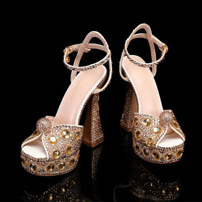 Luxury Handmade Full Rhinestones Peep toe Women Sandals. - BLAKESTORE-NG