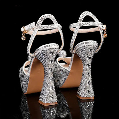 Luxury Handmade Full Rhinestones Peep toe Women Sandals. - BLAKESTORE-NG
