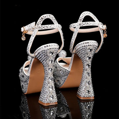 Luxury Handmade Full Rhinestones Peep toe Women Sandals. - Maison Novaire
