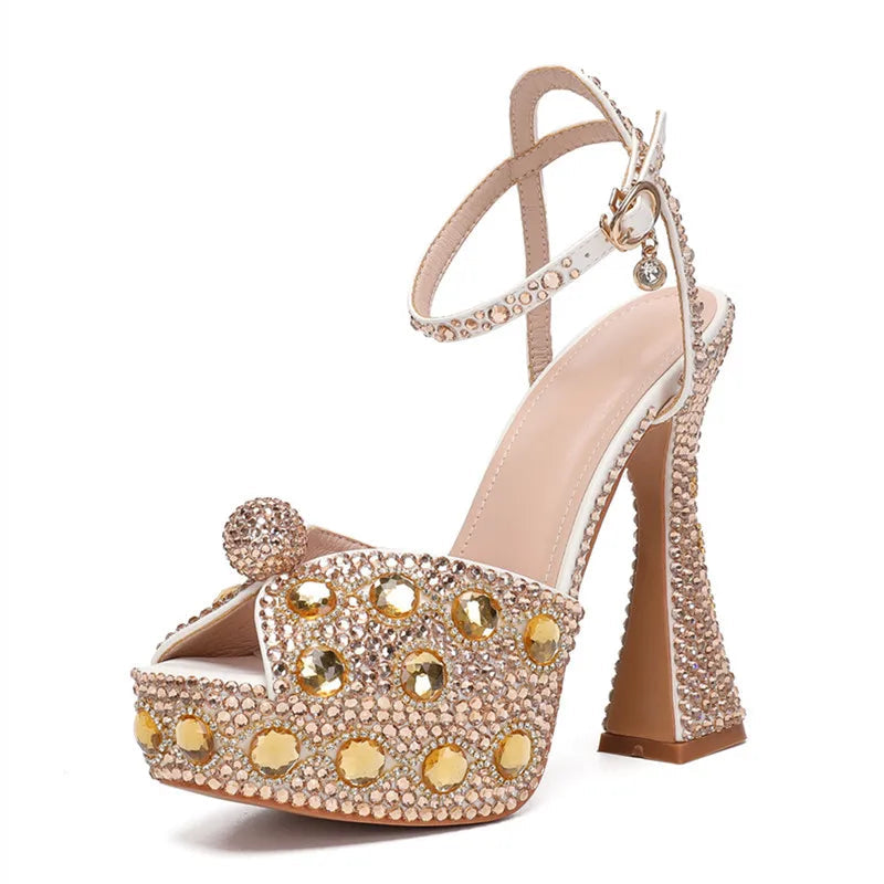 Luxury Handmade Full Rhinestones Peep toe Women Sandals. - Maison Novaire