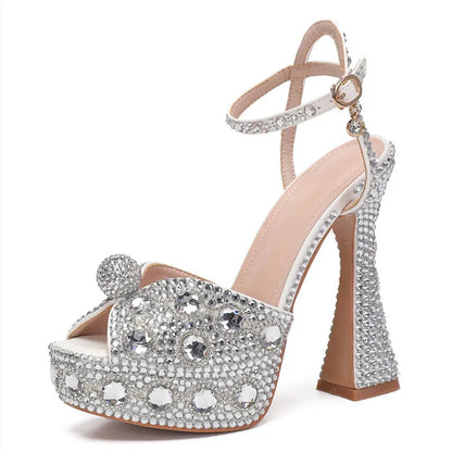 Luxury Handmade Full Rhinestones Peep toe Women Sandals. - Maison Novaire