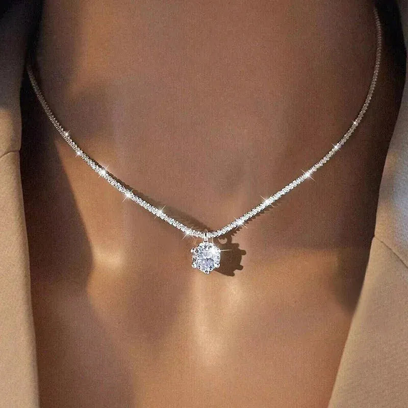Luxury Moissanite Necklace 1CT – GRA Certified 925 Silver Pendant - Maison Novaire