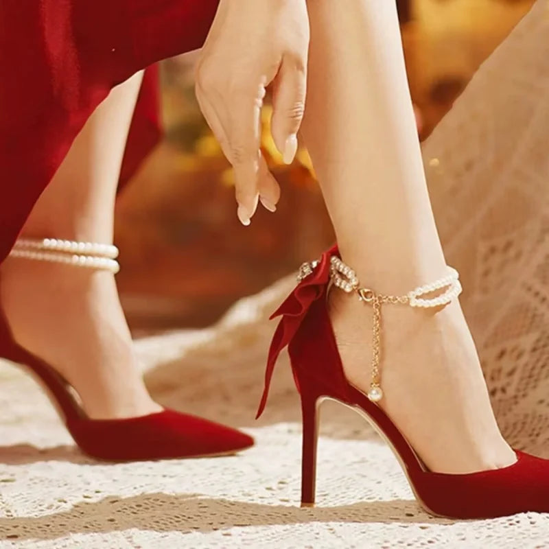 Luxury Pearl Butterfly High Heel Pumps - Maison Novaire