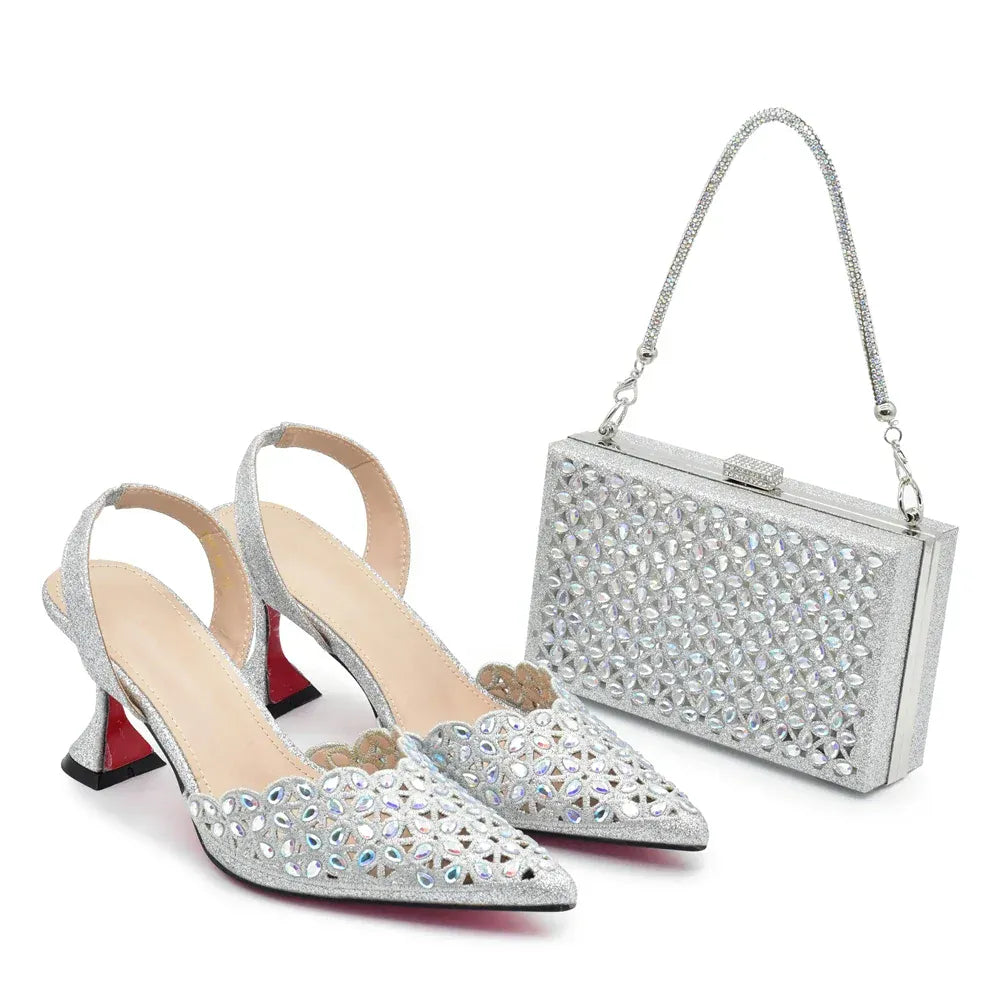Luxury Rhinestone Italian Designer Shoes and Bags Set (Ascendancy). - BLAKESTORE-NG