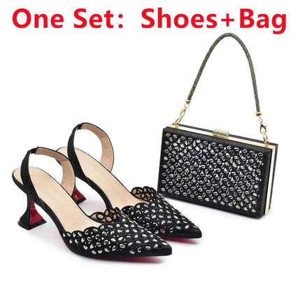 Luxury Rhinestone Italian Designer Shoes and Bags Set (Ascendancy). - BLAKESTORE-NG