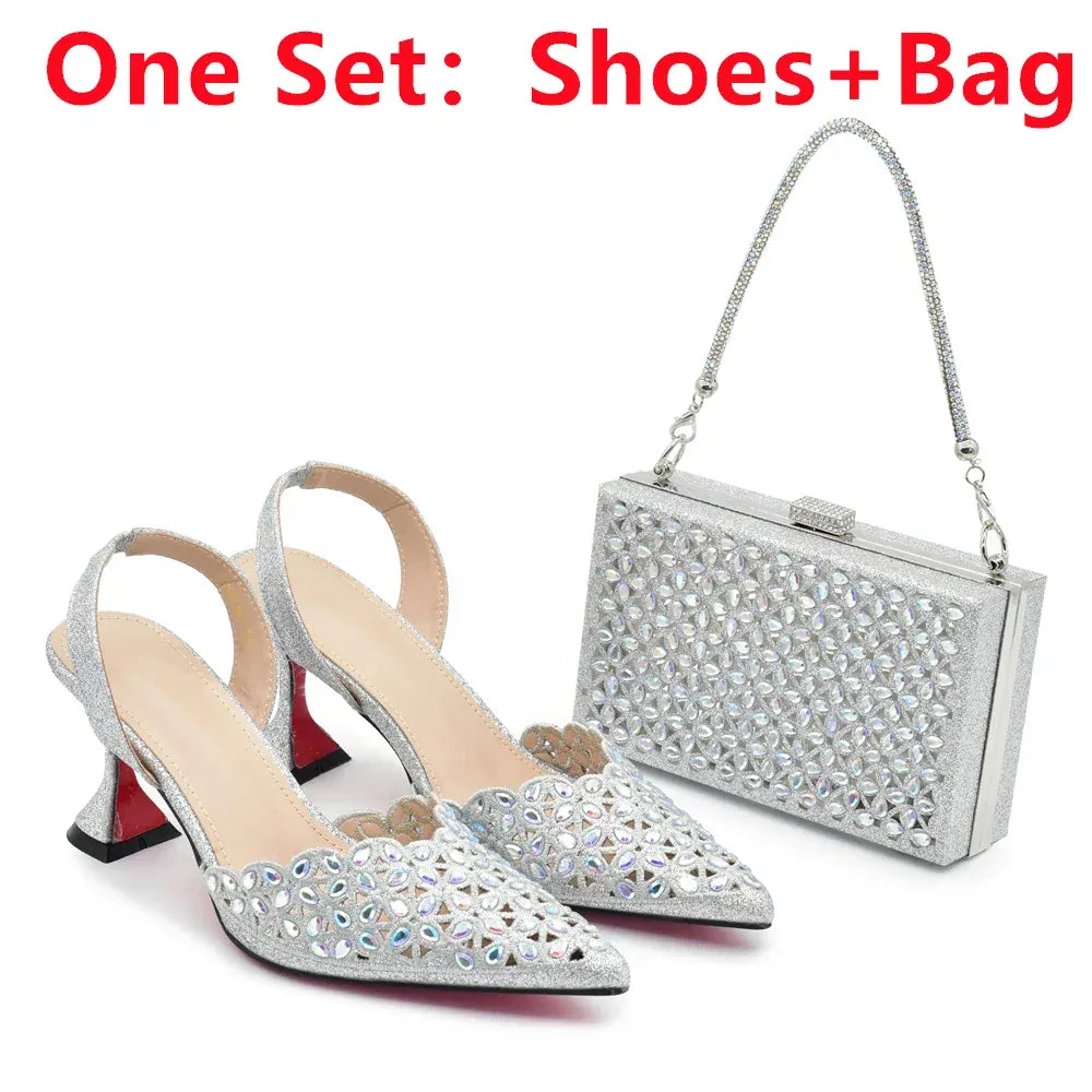 Luxury Rhinestone Italian Designer Shoes and Bags Set (Ascendancy). - BLAKESTORE-NG