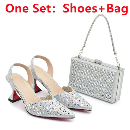 Luxury Rhinestone Italian Designer Shoes and Bags Set (Ascendancy). - BLAKESTORE-NG
