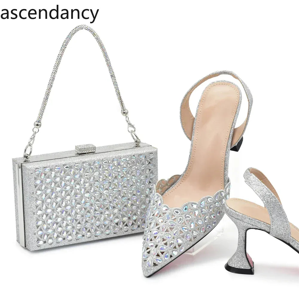 Luxury Rhinestone Italian Designer Shoes and Bags Set (Ascendancy). - Maison Novaire #