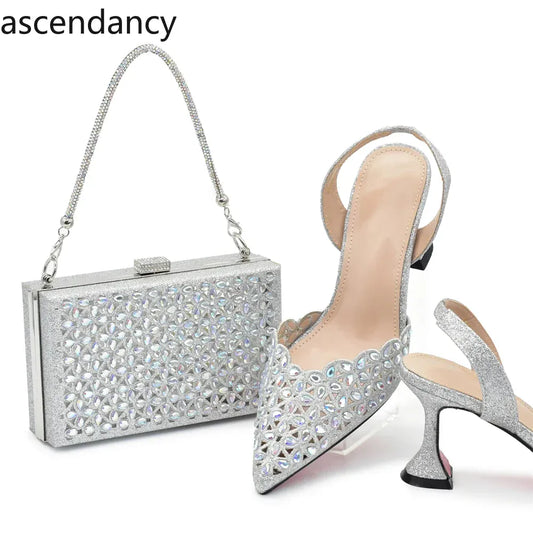 Luxury Rhinestone Italian Designer Shoes and Bags Set (Ascendancy). - Maison Novaire