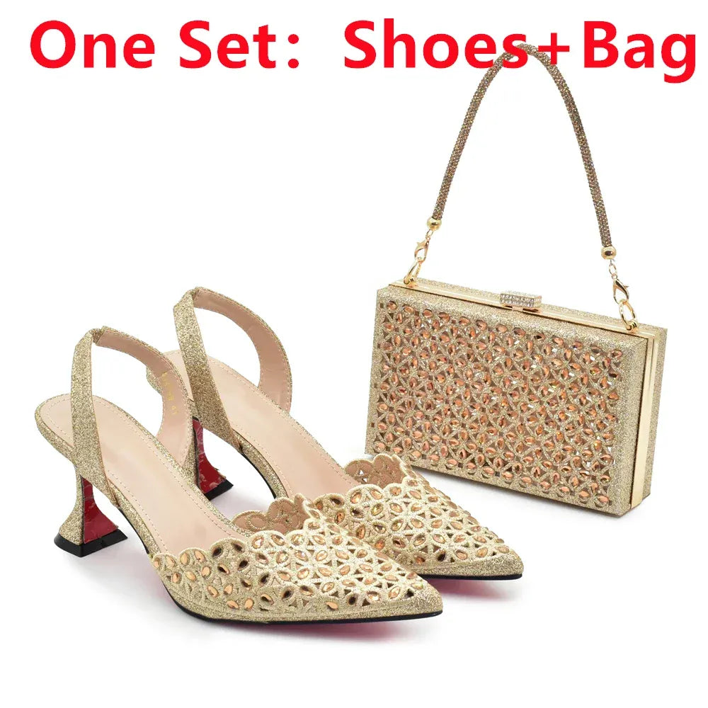 Luxury Rhinestone Italian Designer Shoes and Bags Set (Ascendancy). - Maison Novaire #