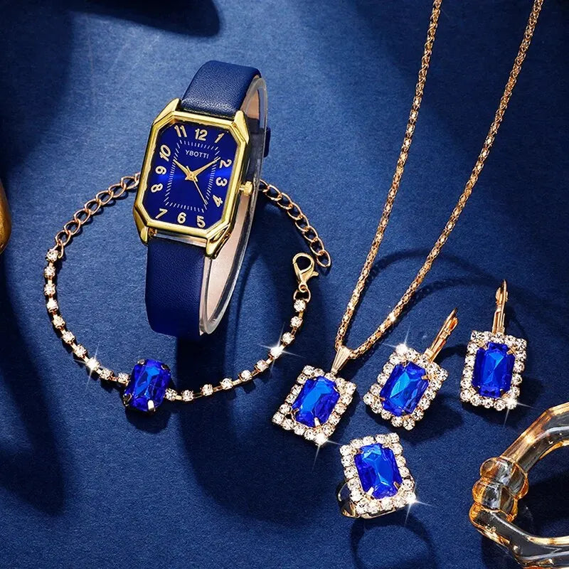 Luxury Women Wristwatch Blue Leather Band - Maison Novaire #